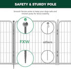 FXW Garden Fence Outdoor for The Yard – 24in(H) x 15.2ft(L) Heavy Duty Metal Animal Barrier for Dog and Rabbit, Decorative Dog Fence, 8 Panels, Silver