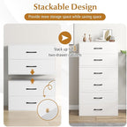 SIMOE White Stackable 2-Drawer Dresser for Bedroom, Short Storage Cabinet with Handles and Anti-Topping Device, Small Chest of 2 Drawers for Bedroom