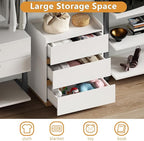 Large Modern Nightstand White Bedside Table, 3 Drawer Dresser Wood Stackable Storage Drawers for Clothes for Closet, Bedroom, 24"x16"x29"