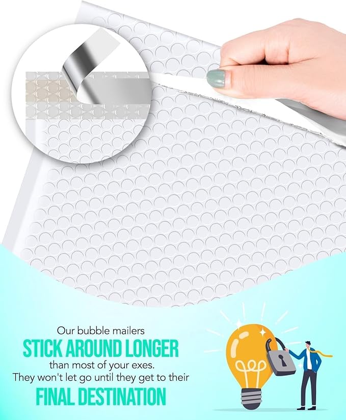 GSSUSA White Bubble Mailers 8.5X12 Inches 500 Pack, Padded Poly Bubble Mailer, Large padded Envelopes Strong Adhesion Bubble Envelopes,Self-Seal Mailing Envelopes for Small Business,Package Supplies