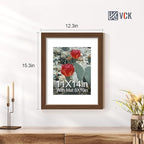 VCK 11x14 Picture Frame 5 Pack - Brown, High-End Wood Poster Frames with Tempered Glass, Display 8x10 Photo with Mat or 11x14 without Mat, Art Gallery-Quality, Wall Hanging, Brown