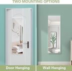 ANYHI Over The Door Mirror, 42"x14" Full Length Mirror for Wall Mirror, 2 Hooks, Aluminum Frame, for Bedromm Bathroom, White