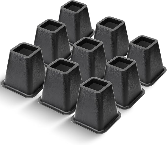 Bed Riser/Furniture Lift Bed/Bed risers/Furniture Lifter/Table risers/Frame Risers Create Under Bed Storage Heavy Duty for Furniture Height Adjustment (Black 9 Pack, 6 Inch)