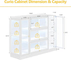 Display Cabinet with Acrylic Glass Doors,Extra Wide Curio Cabinet with LED Lighting for Collectibles, Collectibles Toy Organizers Rack & Display Shelf Display Case, White