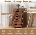Giantex 7-Drawer Storage Cabinet, Mobile File Organizer with 4 Universal Casters, Wooden Vertical Filing Cabinet on Lockable Wheels for Office, Study, Living Room (19” x 15.5” x 34.5”,Walnut)