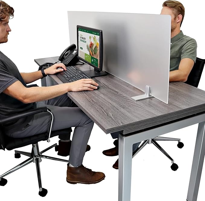 OBEX Acrylic Free Standing Screen, Divider for Desk Privacy Home & Office Partitions for Table Top Workstation, Portable Cubicle Panel for Work, 24" x 48", Frosted