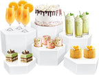 6 Pcs Buffet Risers, Dessert Stands Acrylic, Food Risers for Buffet, Jewelry Showcase, Riser Display Cases, Acrylic Display Base, White