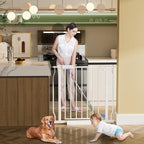 HOOEN Extra Wide Baby Gate for Doorways Stairs 86-105 Inch Wide Pressure Mounted Dog Gates for The House Walk Through Gates Indoor Safety Child Gates for Kids or Pets (86.3"-105")
