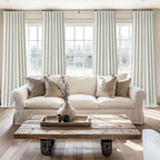 Beige White Room Darkening Curtains 72 Inches Long 2 Panels Burg, Linen Heavy Insulated Bay Window Curtain Modern Neutral Drapes for Bedroom/Cabin/Kitchen (W50" x L72"Tall) 6FT Length Hook Belt