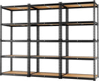 LEVELEVE 5-Tier Heavy Duty Storage Shelving Unit, 2020 lbs Capacity, Adjustable Metal Utility Shelf, 35" L x 16" W x 73" H for Garage, Kitchen, Pantry, Basement, Bathroom, Laundry,3 Pack
