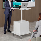 Natwind Mobile Workstation, Rolling Laptop Cart with Large Surface & Pneumatic Height Adjustable Design, for Medical Hospital Clinics, Office Presentation, Teachers Podium, with Drawer & Open Cabinet