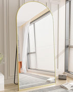 Koonmi 34"x76" Arched Full Length Mirror, Gold Large Floor Mirror with Aluminum Alloy Frame, Standing, Hanging or Leaning Wall-Mounted Vanity Mirror for Living Room and Bedroom