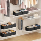 DIMJ Closet Storage Bins 8 Pack - Fabric Storage Baskets for Shelves, Large Clothes Organizers with Handles, Trapezoid Shelf Organization Storage Cubes for Purse, Toys, Books, Towel, Clothes