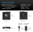 AC Infinity MULTIFAN S2, Quiet 120mm USB Blower Fan with Speed Control, UL-Certified for Receiver DVR Xbox Modem AV Cabinet Cooling