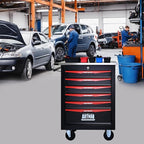 6-Drawer Heavy-Duty Rolling Steel Tool Cart with Handle&Wheels, Metal Storage Organizer Cabinet, Tool Chest for Efficient Tool Storage in Garage, Warehouse, Workshop, Repair Shop, Black&RED
