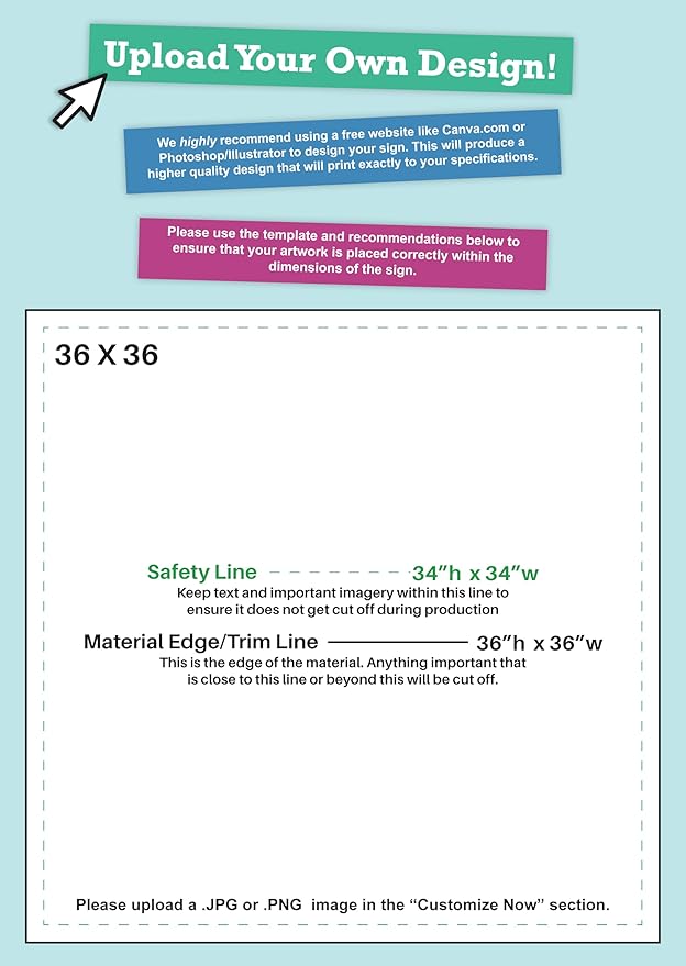 Personalized Vinyl Banner – Vinyl Printed Customizable Banner for Indoor and Outdoor Use (3'x3')