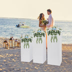 3PCS Metal White Display Pedestal Stand, Square Tall Pedestal Cake Stands Pillars, White Sculpture Display Stand Column Decoration for Wedding Parties Baby Shower Birthday