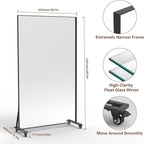 ANYHI Full Length Mirror with Wheels, 360° Swivel Full Body Rolling Mirror, 39.7"*69.5" Sturdy Standing Floor Mirror for Home Gym, Bedroom, Yoga & Dance Studio