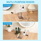 3Pcs Clear Acrylic Risers Display Stand, Buffet Risers with Hollow Bottom, Acrylic Cube Box for Figures Jewelry Perfume Handbag Food Dessert Party Show Christmas Decor(Clear-3pcs)