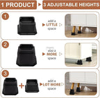 shouwuhho Bed Risers 8 inch, Furniture Risers Elevation in Heights 8 Inch Heavy Duty, Bed Lift Risers for Caster Wheels or Posts of Bed Table Couch, Support up to 6000 lbs, Black, 6 Pack