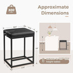 MAISON ARTS Bar Stools Set of 2 | Counter Height Bar Stools for Kitchen Island | Modern Black Barstools with Metal Frame&Faux Leather Upholstery | Farmhouse Backless Bar Stool | 24" Bar Height Stools