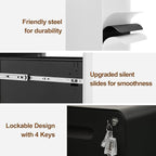 3 Drawer File Cabinet with Lock and 4 Keys, Mobile Metal Filing Cabinet, File Cabinets for Home Office, Under Desk, Pre-Assembly, File Drawer, Letter/Legal/A4 Hanging File Folders