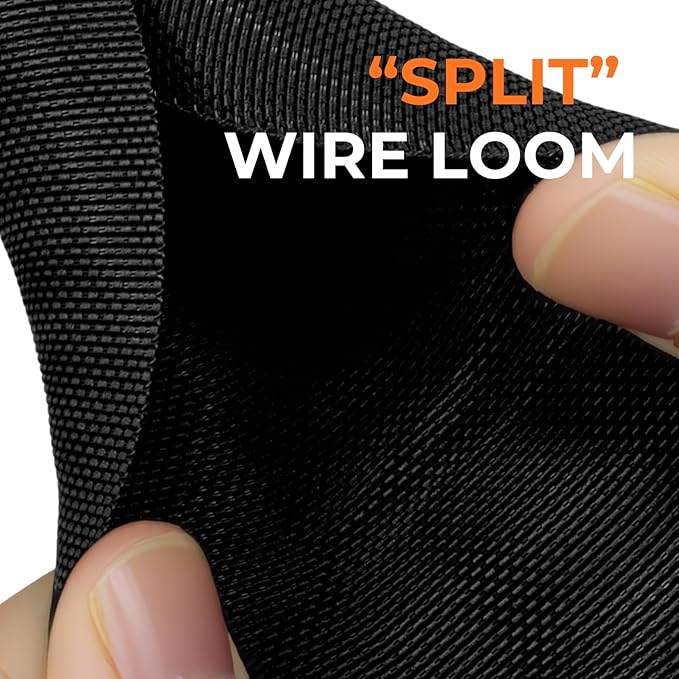 5/8 inch Split Braided Cable Management Sleeve for USB Cable Power Cord Audio Video Cable, Wire Loom Cord Protector from Cat Dog Chewing (Black, 10FT)