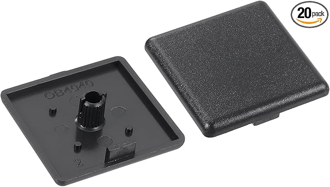 uxcell 20Pcs Extruded End Cap Nylon, 40x40mm T-Slot Aluminum Profile 4040 European Standard End Cap Extrusion Plug for Trolley, Fish Tank Rack, Storage Rack, Black
