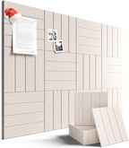 Felt Bulletin Board Tiles Large 48" x 36" Cork Board Alternative-12 Pack with 70 Adhesive Tabs, Thick Slat Wall Panels for Office Decor, Push Pin Board Wall Organizer Alternative -Oatmeal
