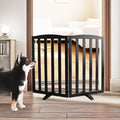 Freestanding Dog Gate Indoor,Doggie Gate Foldable Pet Gates for Doorways,Stairs or Hallways, Wooden Black Pet Gate for The House, Pet Fence with Support Feet Included,32 "Height-2 Panels
