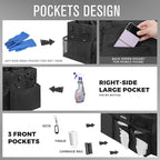 Wearable Cleaning Caddy Bag, Supplies Organizer with Handle & Shoulder Straps for Housekeepers, Under Sink & Car Cleaning Tool Organizer with 4 Foldable Dividers (Black)