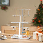 pickpiff White Jewelry Stand Holder Organizer: 12.5" Sturdy Hanger for 80 Pcs Jewelry, Jewlery Tower for Display Necklace, Earring, Bracelet, Watch