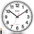 Geevon 16 Inch Atomic Wall Clock - Self-Setting Analog Clock with Automatic Time Sync - Battery Operated for Home Office School - Silver Frame