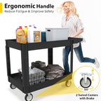 Heavy Duty Utility Rolling Tool Cart, 1000 lbs Capacity Utility Service Cart with Two Trays and Wheels, 46 x 26-Inch Rolling Service Carts Huge Storage, Garage, Warehouse, Workshop, Black