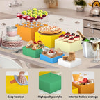6 Pcs Buffet Food Risers, Large Acrylic Dessert Cupcake Table Stands Fruit Display Shelf Catering Supply Party Jewelry Show Decor Risers Cube Box Nesting Multicolor(10", 9", 8", 7",6.5", 6")