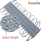 REXTiN Super Bright 200pcs 3 LED Module Green 5050 SMD 66-72LM Each Module Waterproof Decorative Light for Letter Sign Advertising Signs with Tape Adhesive Backside