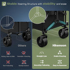 150L Collapsible Wagons Carts Foldable, 360LBS Heavy Duty Folding Beach Cart with Big All-Terrain Wheels, Portable Utility Wagon for Grocery, Shopping, Garden, Sports, Camping, Black