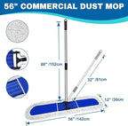 48 inch Commercial Dust Mop for Hardwood Floors, Large Size Dry Mop, Reusable Cotton Yarn Head, Telescopic Stainless Steel Handle, Industrial dust mops for Floor Cleaning, Marble, Blue