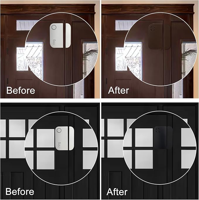 Door Sensor Cover Compatible with Ring (Color Matching), Snap-On Design for Ring 1st/2nd Gen Sensors, Strong Protective to Hide White Sensor, Upgrade Home Security Aesthetics - Brown