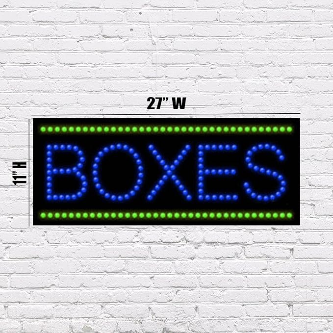 LED Boxes Sign for Retail Business Displays |Advertising Electronic Light Up Sign for Windows Walls |11"H x 27"W x 2"D