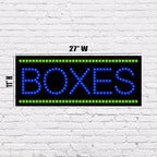 LED Boxes Sign for Retail Business Displays |Advertising Electronic Light Up Sign for Windows Walls |11"H x 27"W x 2"D
