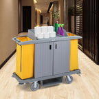 TUFFIOM Industrial Multifunctional Locking Hotel Cart, Commercial Traditional Cleaning Janitorial Room Service Housekeeping Cart, 51" H x 59" W x 20" D