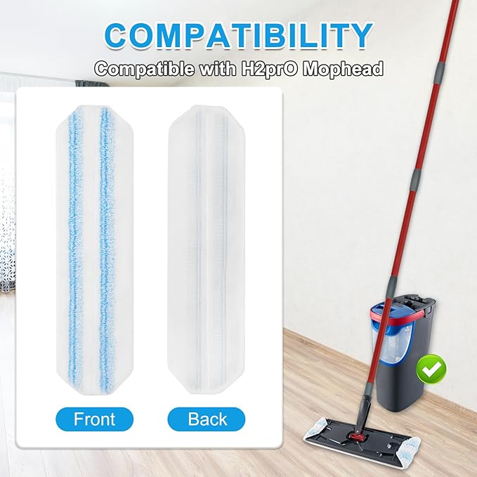Mop Replacement Pads for Ocedar H2prO Flat Mop, 7 Pack Mop Refills for O-Cedar H2pro Flat Mop, Machine Washable Reusable Microfiber Mop Heads Replacements for Ocedar H2 Pro Mop