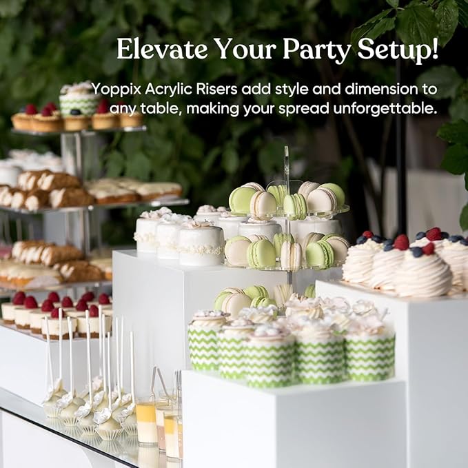 YOPPIX 15.7" Extra Large Size Buffet Risers, Dessert Table Display Set, Acrylic Display Stands, Display Stand Shelf for Catering Dessert Collectibles Jewelry Figures Show, Cube Display Nesting Risers