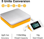 Fuzion Shipping Scale - Digital Postal Scale 110LB x 0.1oz, Large LCD Display, 5 Units, Scale for Packages, Postage - Dual Power Supply (Batteries & Adapter)