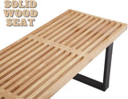 55" Natural Solid Wood Bench, Modern End of Bed Bench for Bedroom Entryway Bench w/Metal Legs, Dining Bench Bedside Bench Long Ottoman Bench for Front Entryway Living Room Dining Room Kitchen