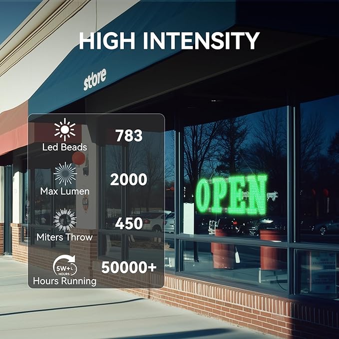 40" x 14" Large LED Open Signs with Remote Control 14 Modes Dimmable Open Sign for Business Window Stores Retail and Restaurant Green