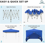 MFSTUDIO 10x10 Pop Up Canopy Tent with Removable Sidewalls, Outdoor Enclosed Instant Portable Shelter with Breathable Mesh Windows, One Person Setup, Blue