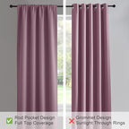 PONY DANCE - Window Curtains - 42 inch W by 45 L Dusty Rose Thermal Insulated Curtain Drapes Light Filter Energy Efficient Modern Design Style for Home Decor Low Shading Effect, 2 Pieces