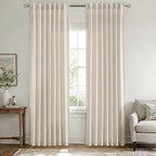 MIULEE Non-See-Through Privacy Linen Curtains 2 Panels, Light Filtering Window Curtains Farnhouse Textured Back Tab Semi Sheer Drapes for Bedroom Living Room, 52 x 72 Inches Long, Linen